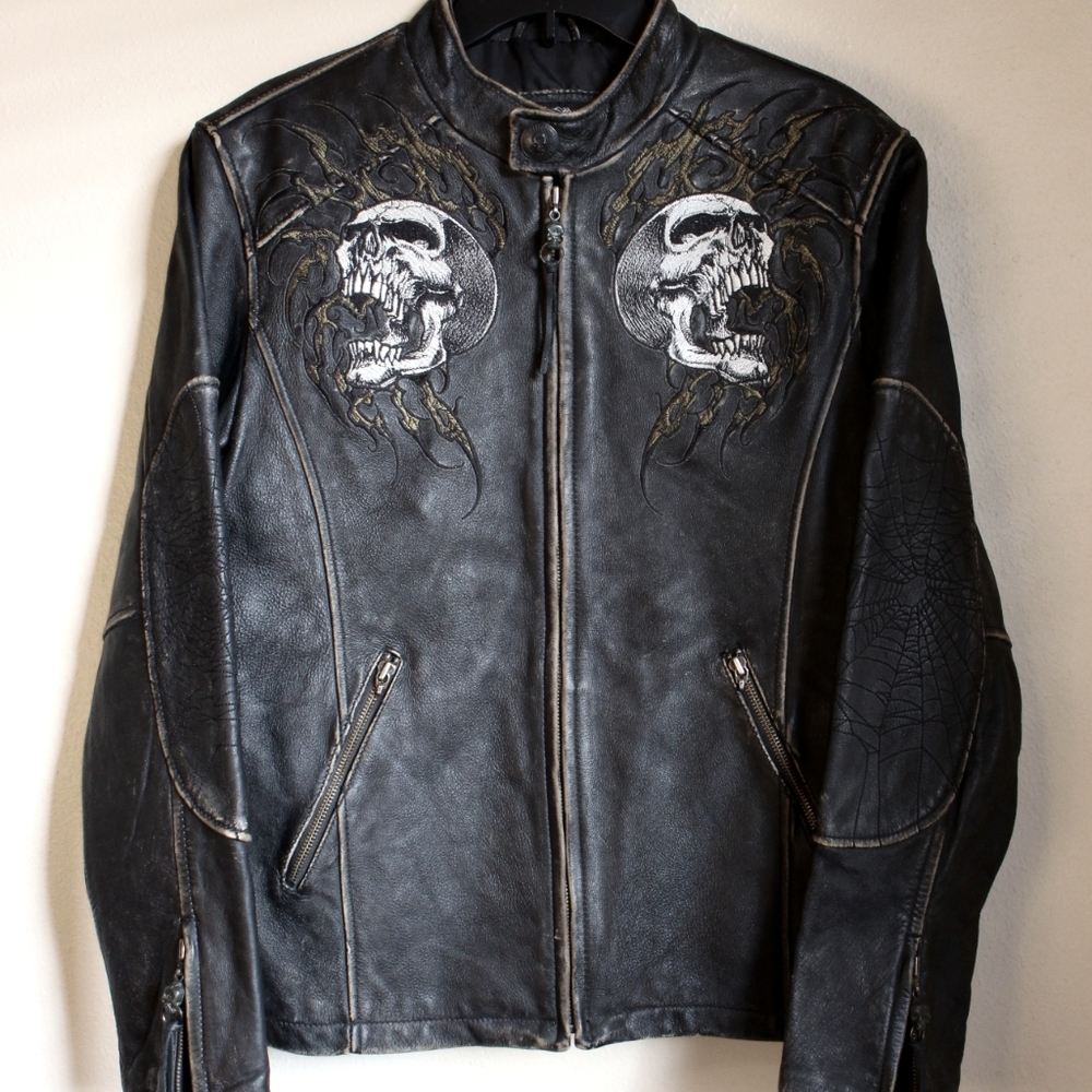 Mens Affliction Rare Leather Biker Rocker Jacket
